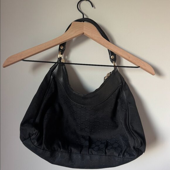 Gucci Black Canvas Large D Ring Hobo Shoulder Bag - Picture 10 of 10